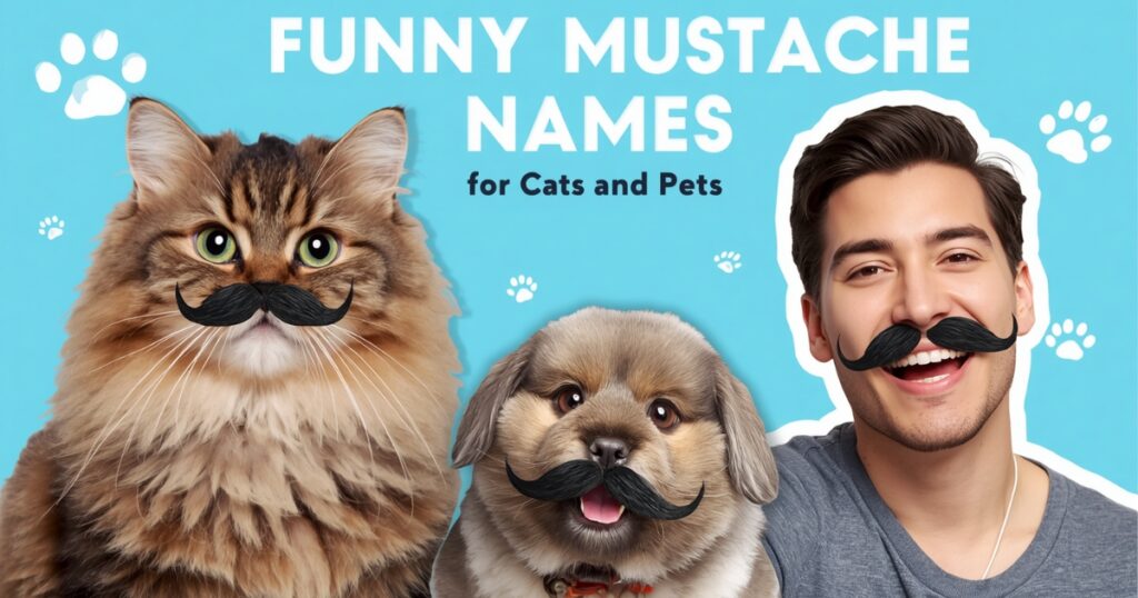 funny mustache names for cats and pets